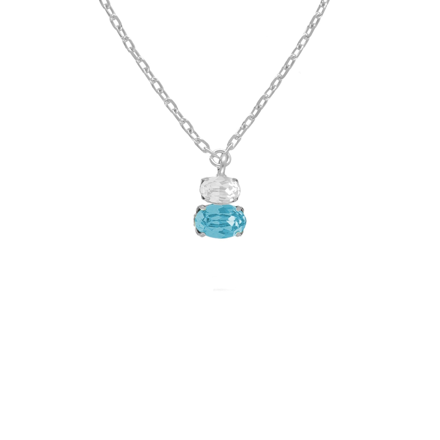 Rhodium Plated Sterling Silver Short necklace crystal from Gemma