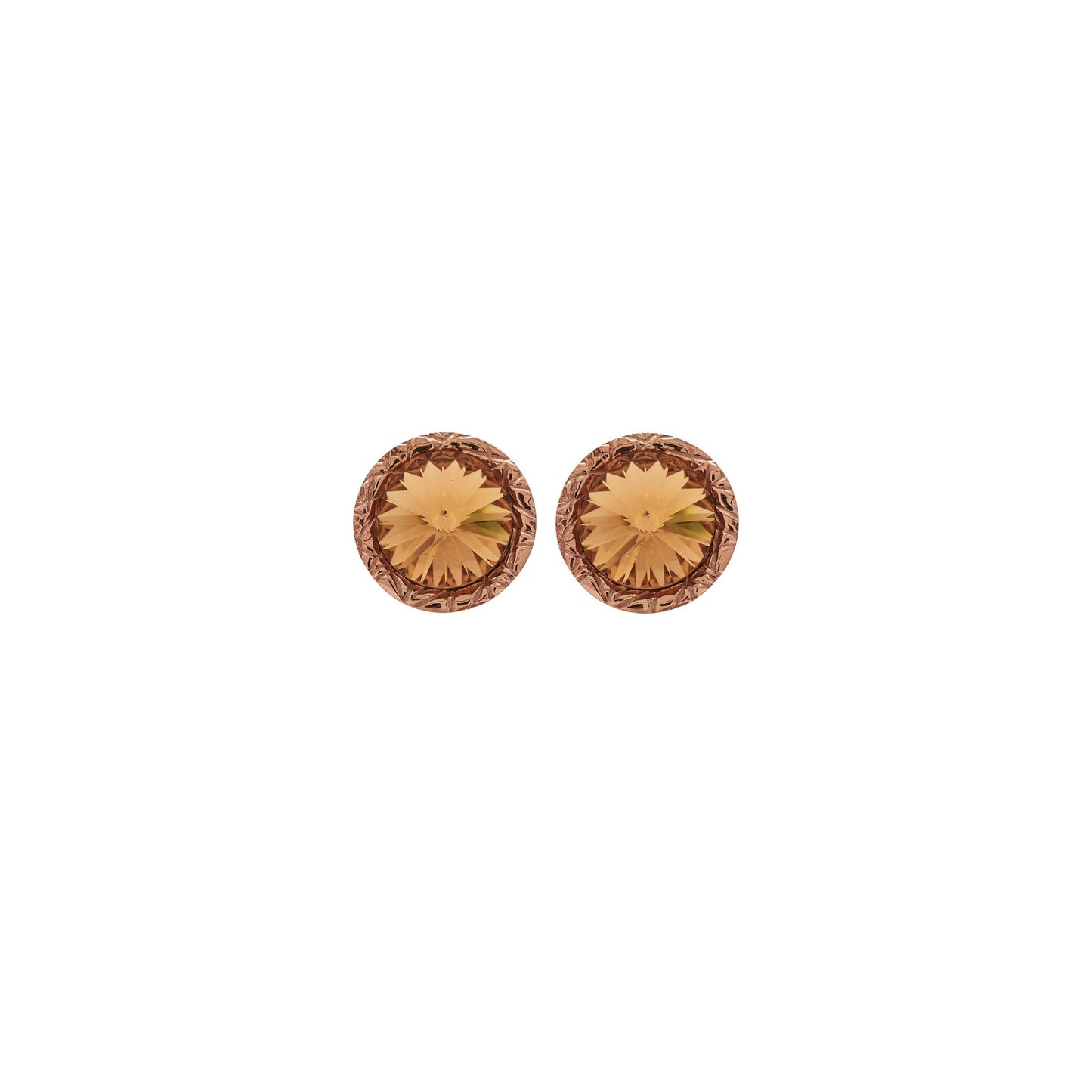 Rose Gold plated Sterling Silver Stud earrings circle crystal from Basic