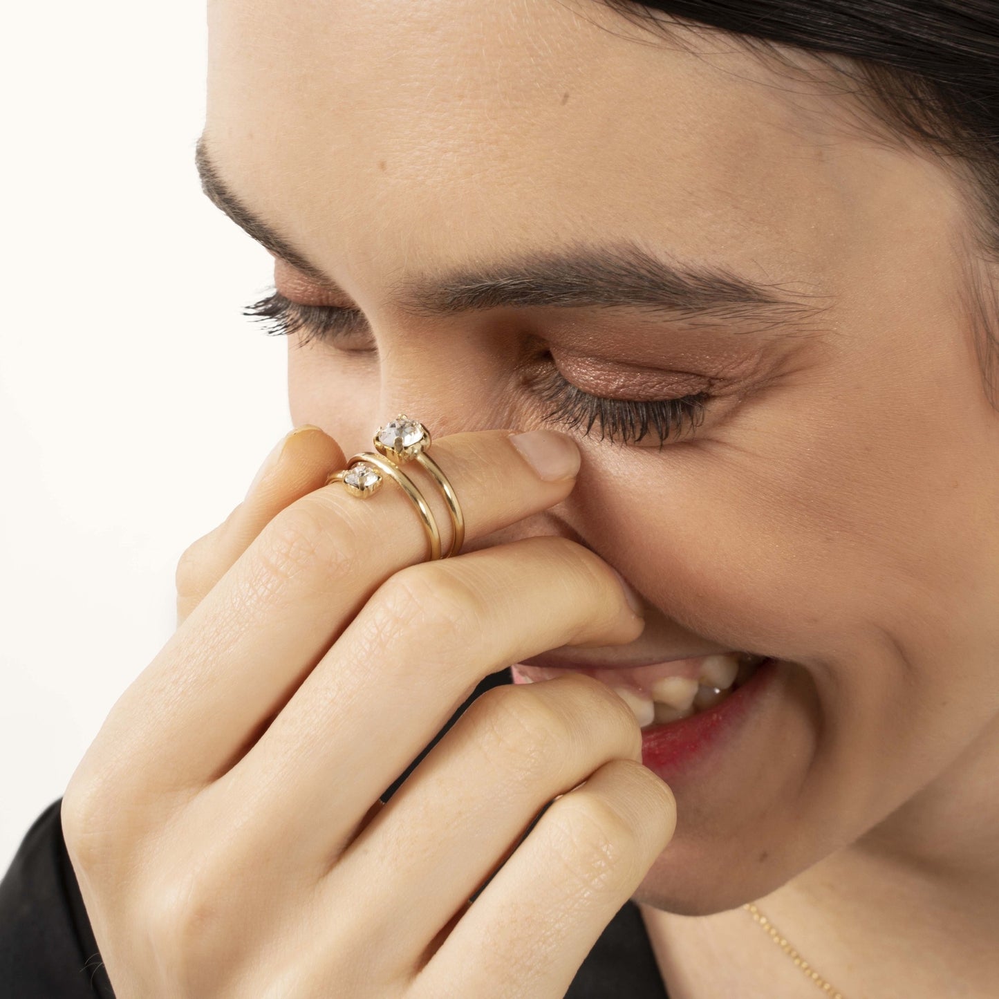 Sterling Silver Adjustable ring white crystal from Minimal