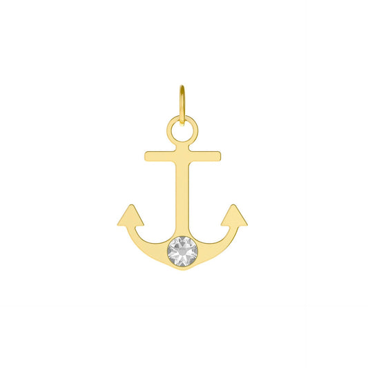 Sterling Silver Charm for Collar anchor white crystal