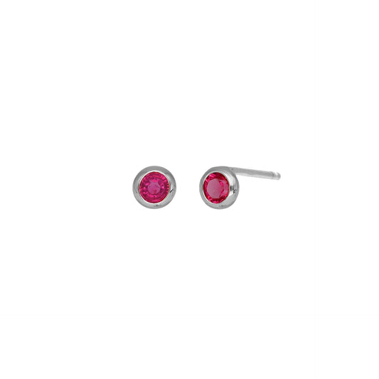 Rhodium Plated Sterling Silver Stud earrings circle crystal from Lis