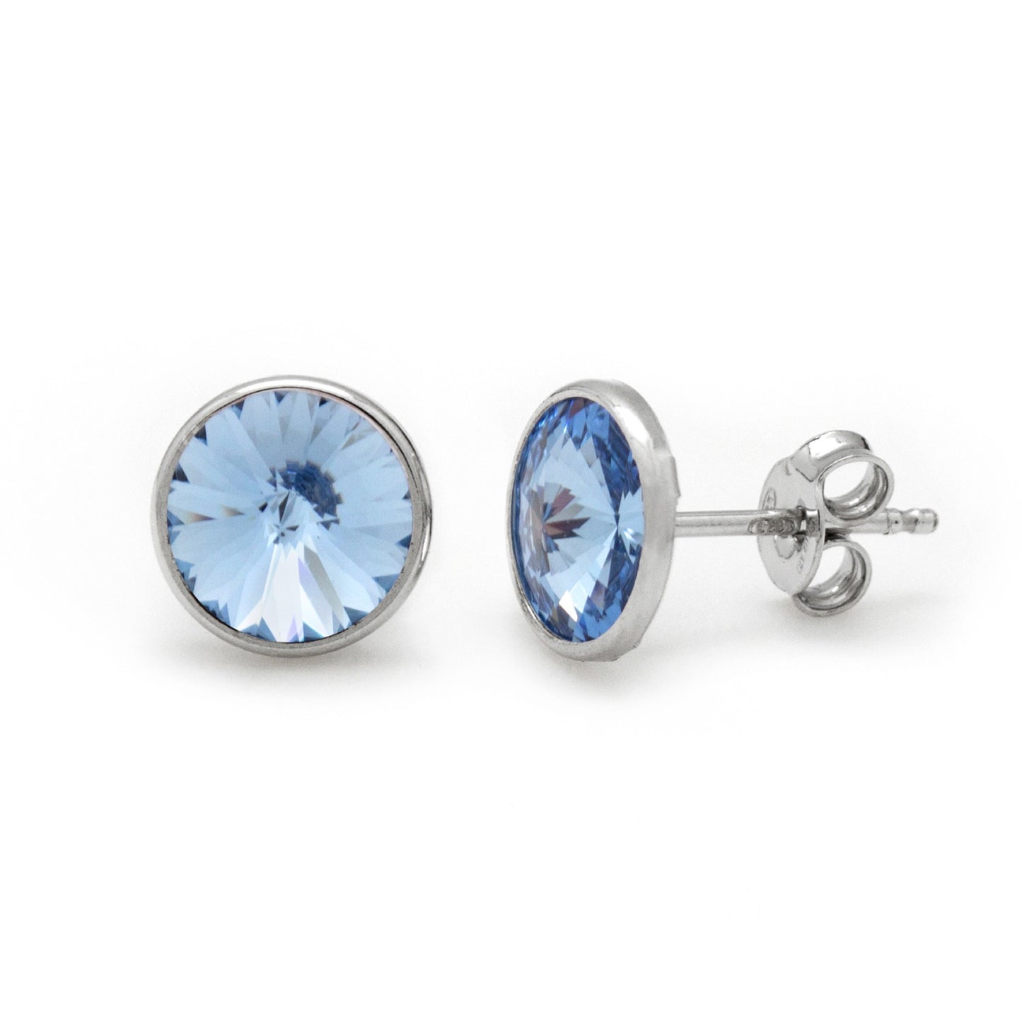 Rhodium Plated Sterling Silver Stud earrings 11,5mm circle crystal from Basic