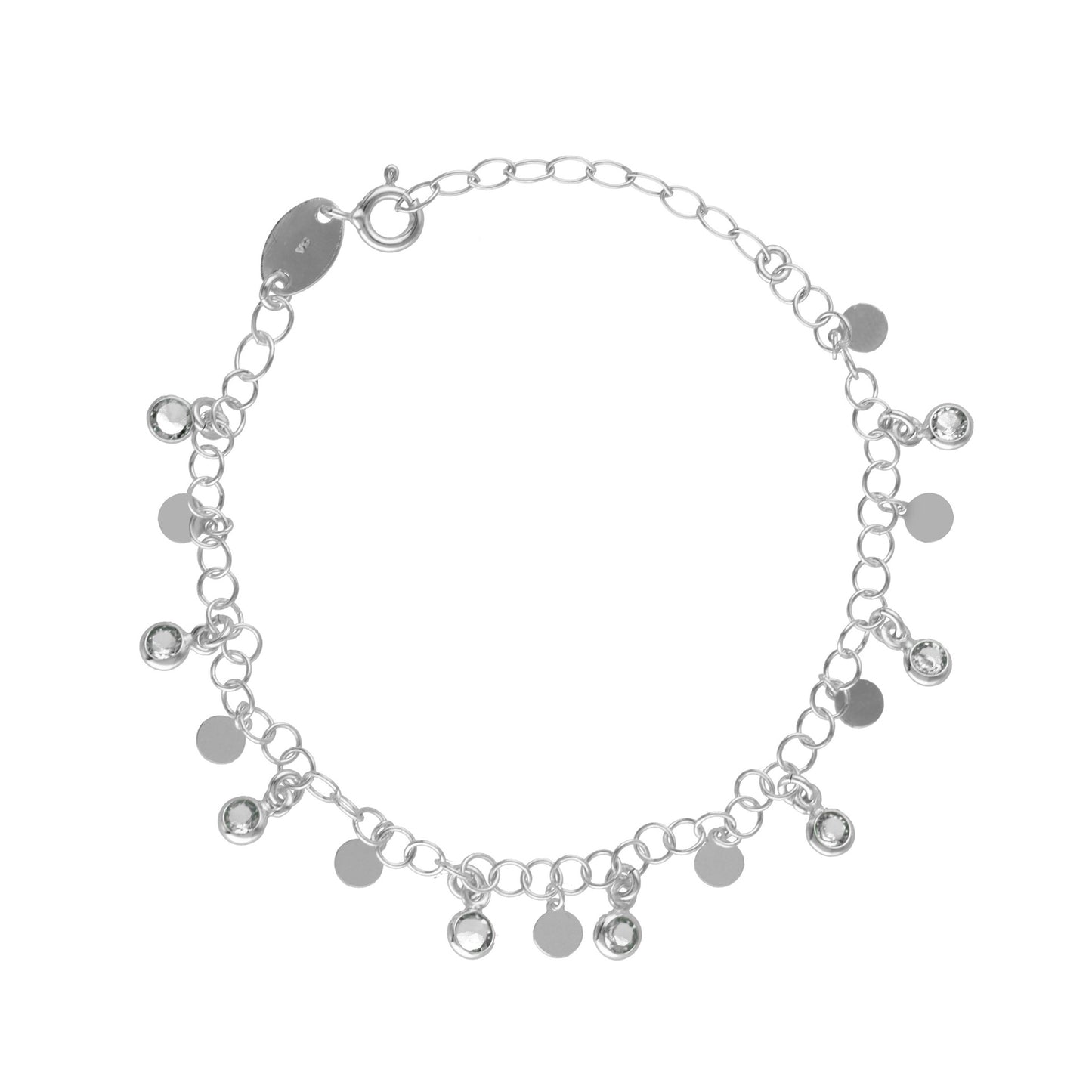 Rhodium Plated Sterling Silver Bracelet crystal from Obelia