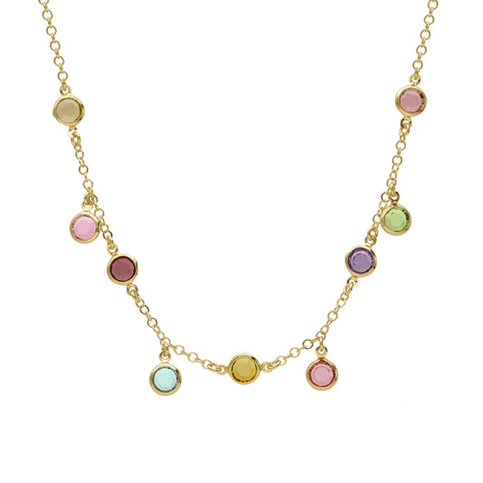 Sterling Silver Short necklace circle multicolor crystal from Basic