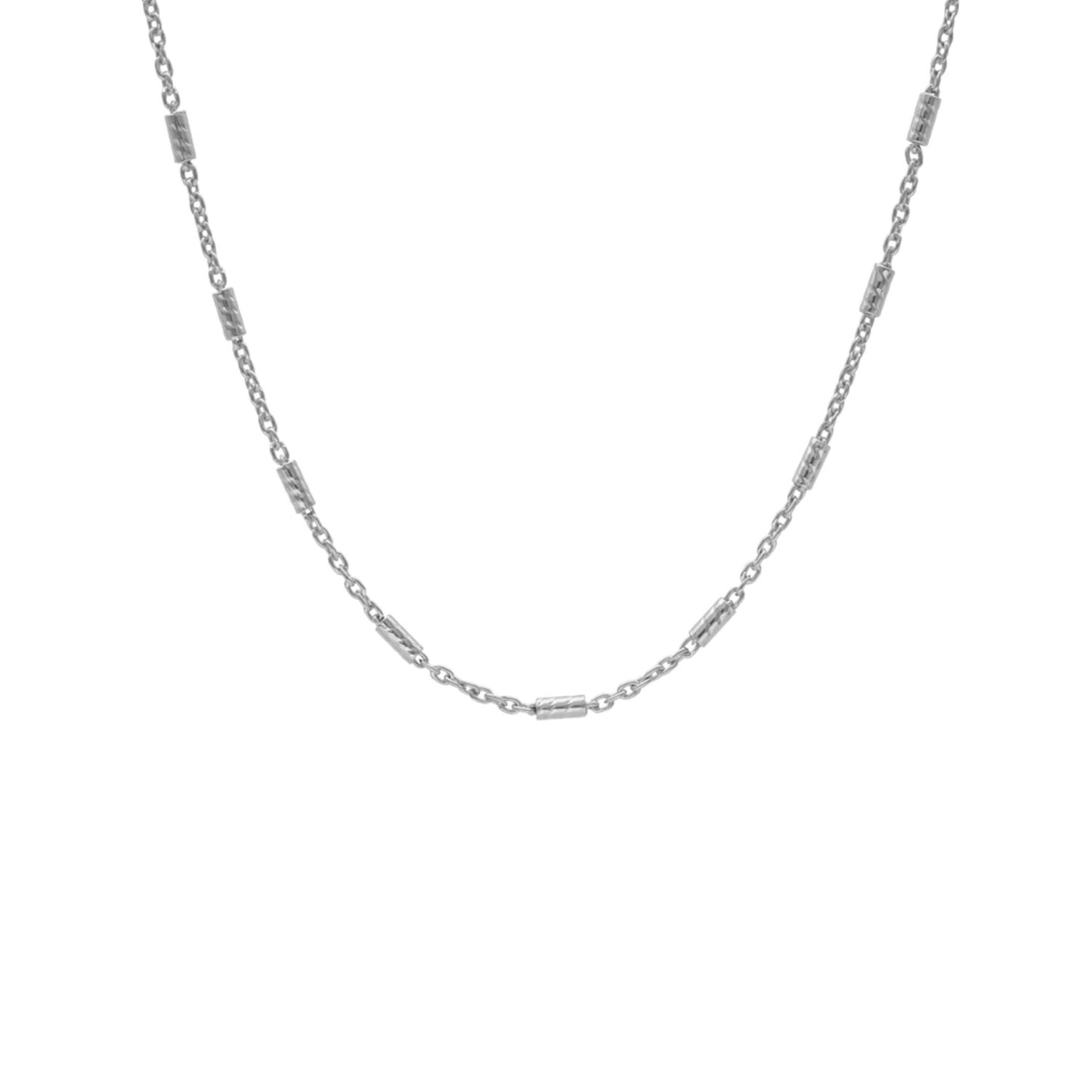 Rhodium Plated Sterling Silver Tube Chain