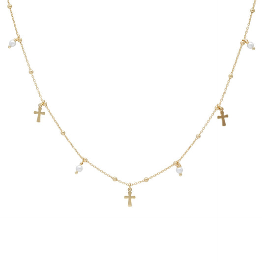 Gold plated Sterling Silver Short necklace cross crystal from Alea