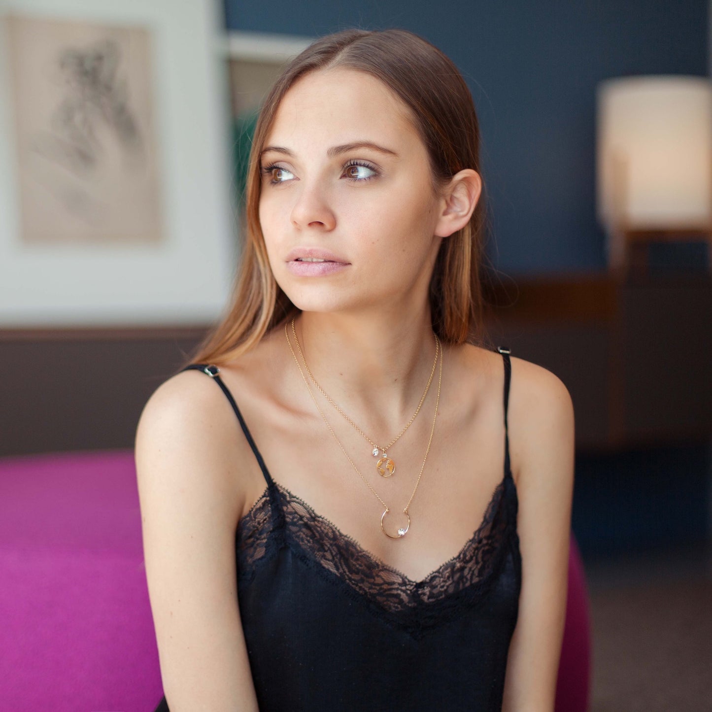 Sterling Silver Collar layering white crystal from Layered