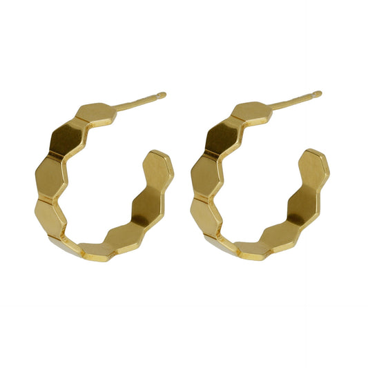 Gold plated Sterling Silver Hoop earrings hexagonal from Honey