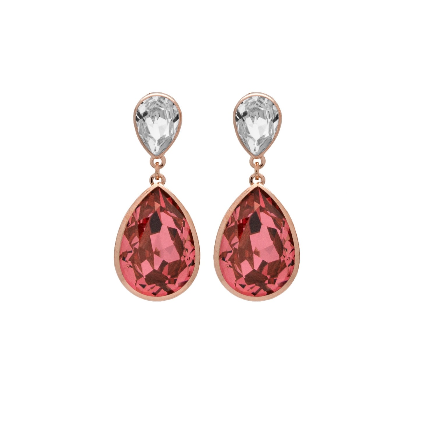 Rose Gold plated Sterling Silver Long earrings drop crystal from Essential