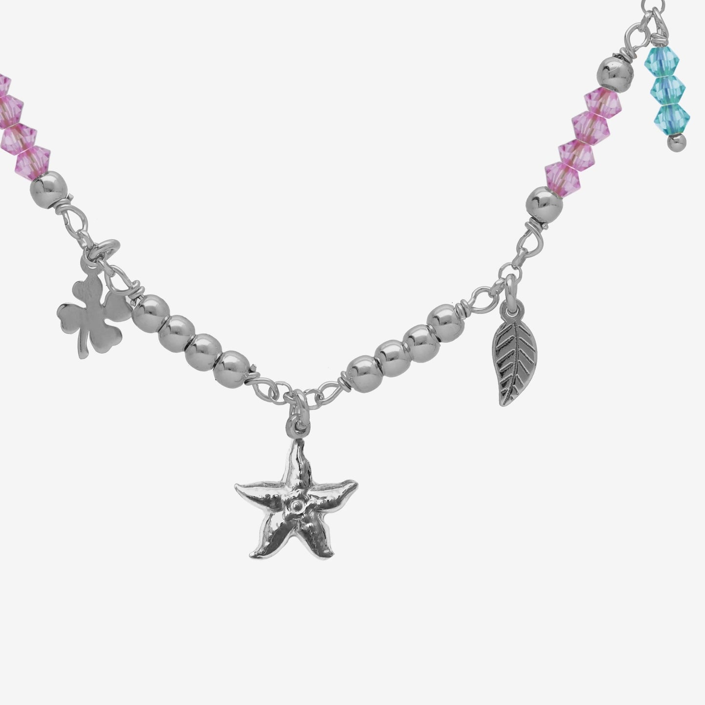 Rhodium Plated Sterling Silver Short necklace star multicolor crystal from Bliss