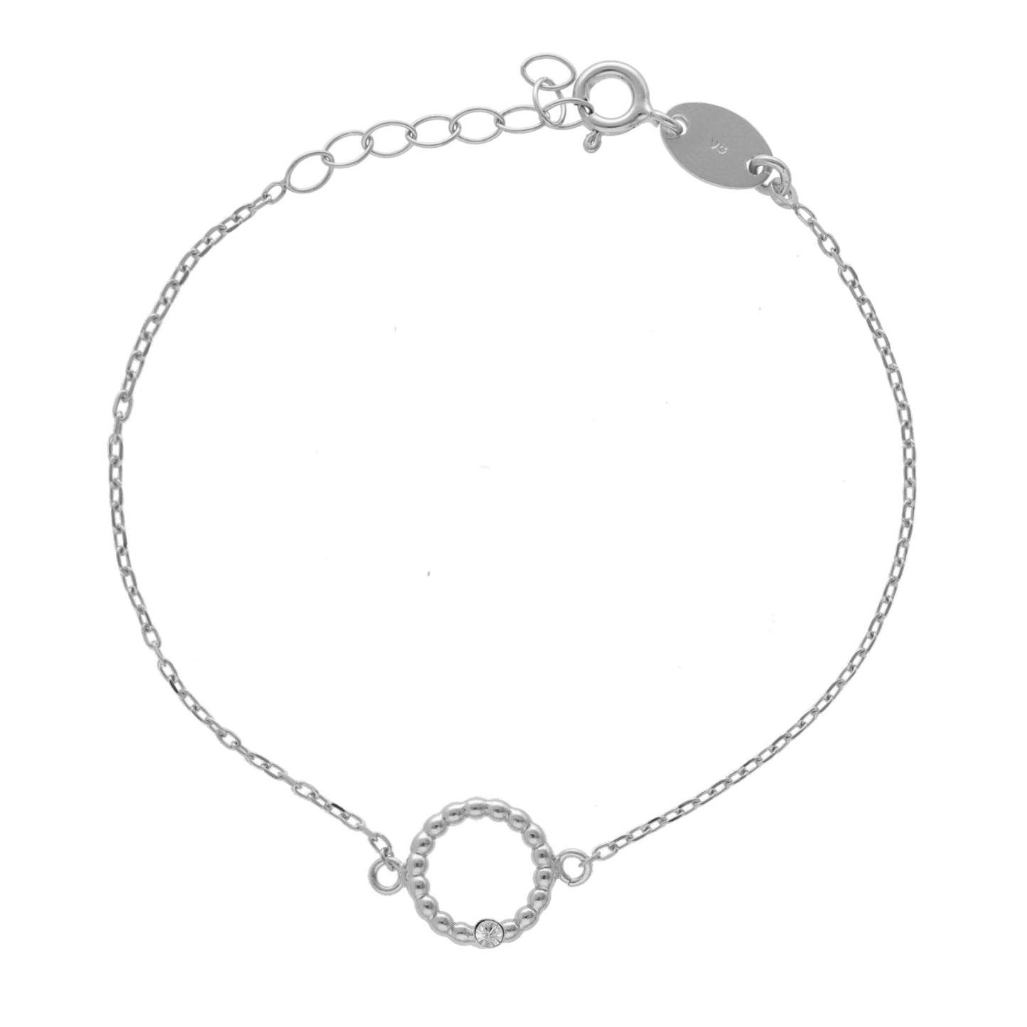 Pulsera trenzada cristal blanco en Plata de Daphne