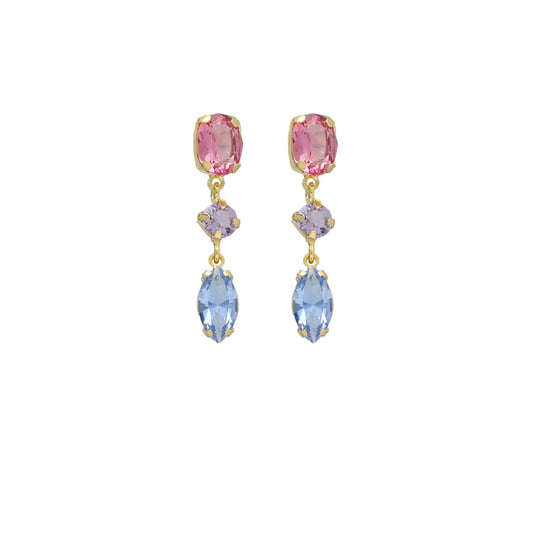 Sterling Silver Long earrings multicolor crystal from Sabina