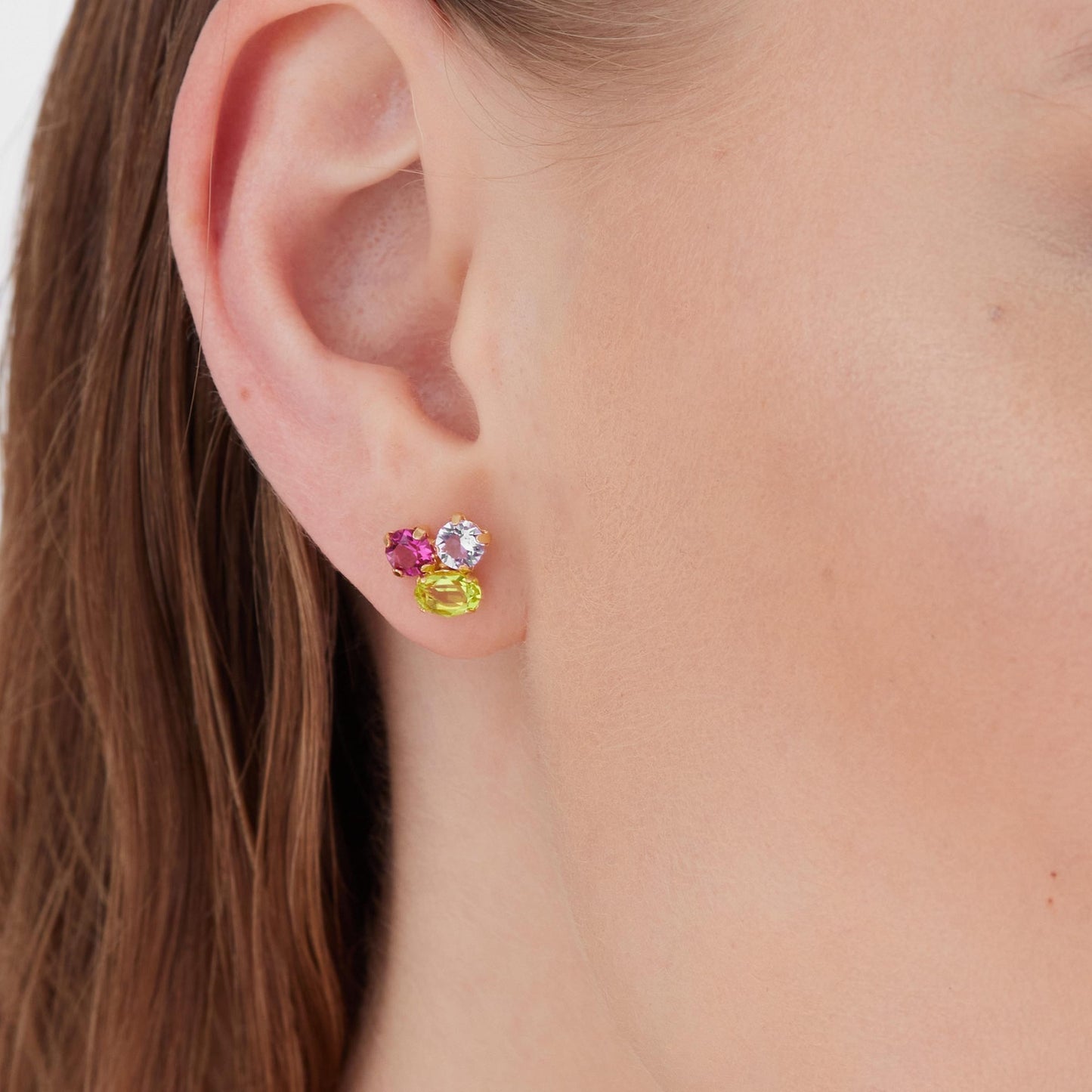 Gold plated Sterling Silver Stud earrings multicolor crystal from Odele