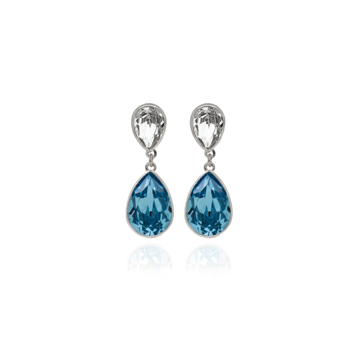 Rhodium Plated Sterling Silver Long earrings drop crystal from Essential