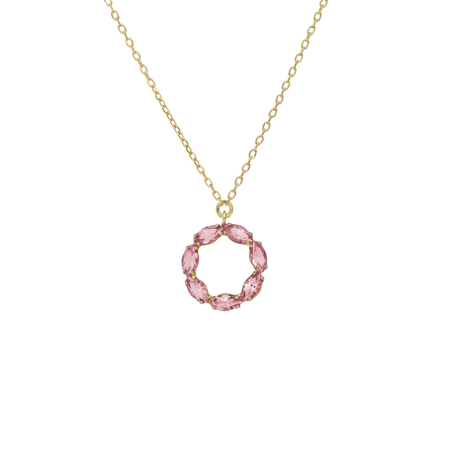 Gold plated Sterling Silver Short necklace circle crystal from Perpetual