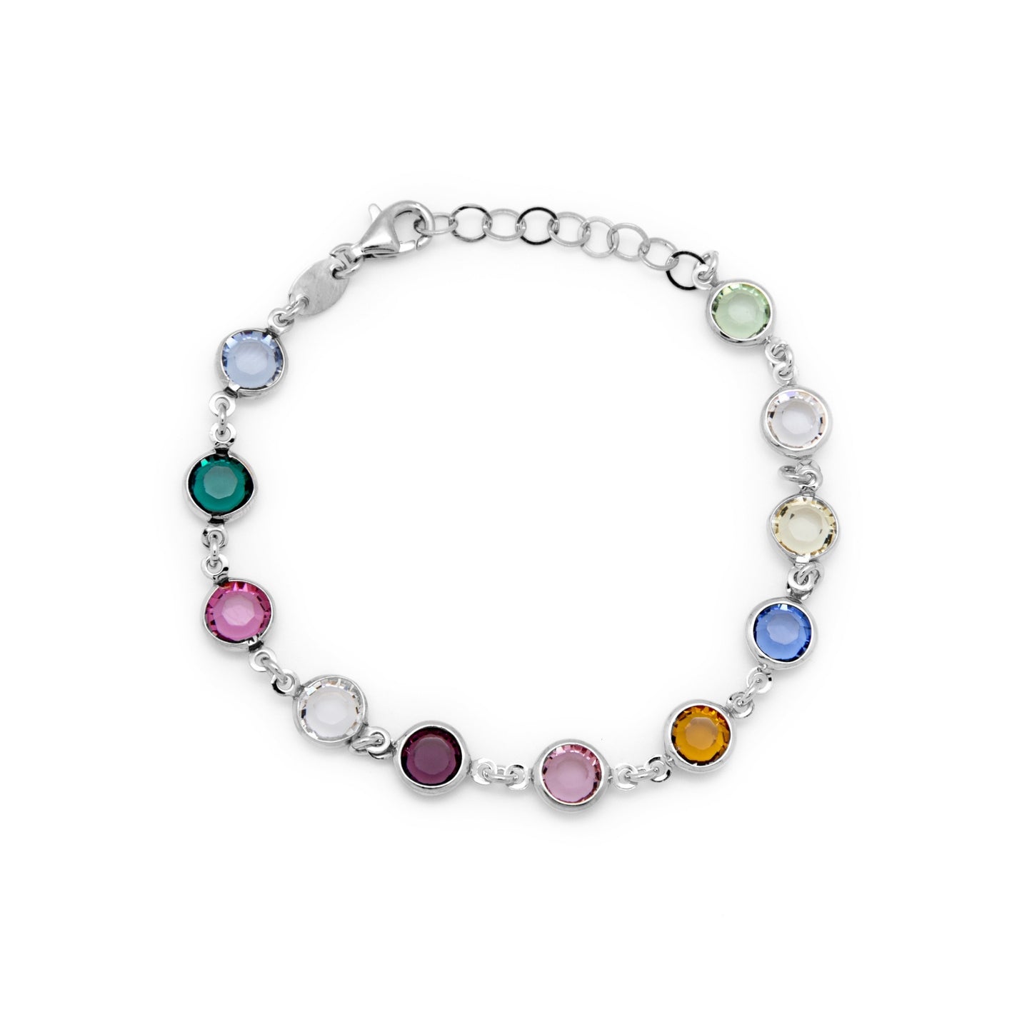 Sterling Silver Bracelet circle multicolor crystal from Basic