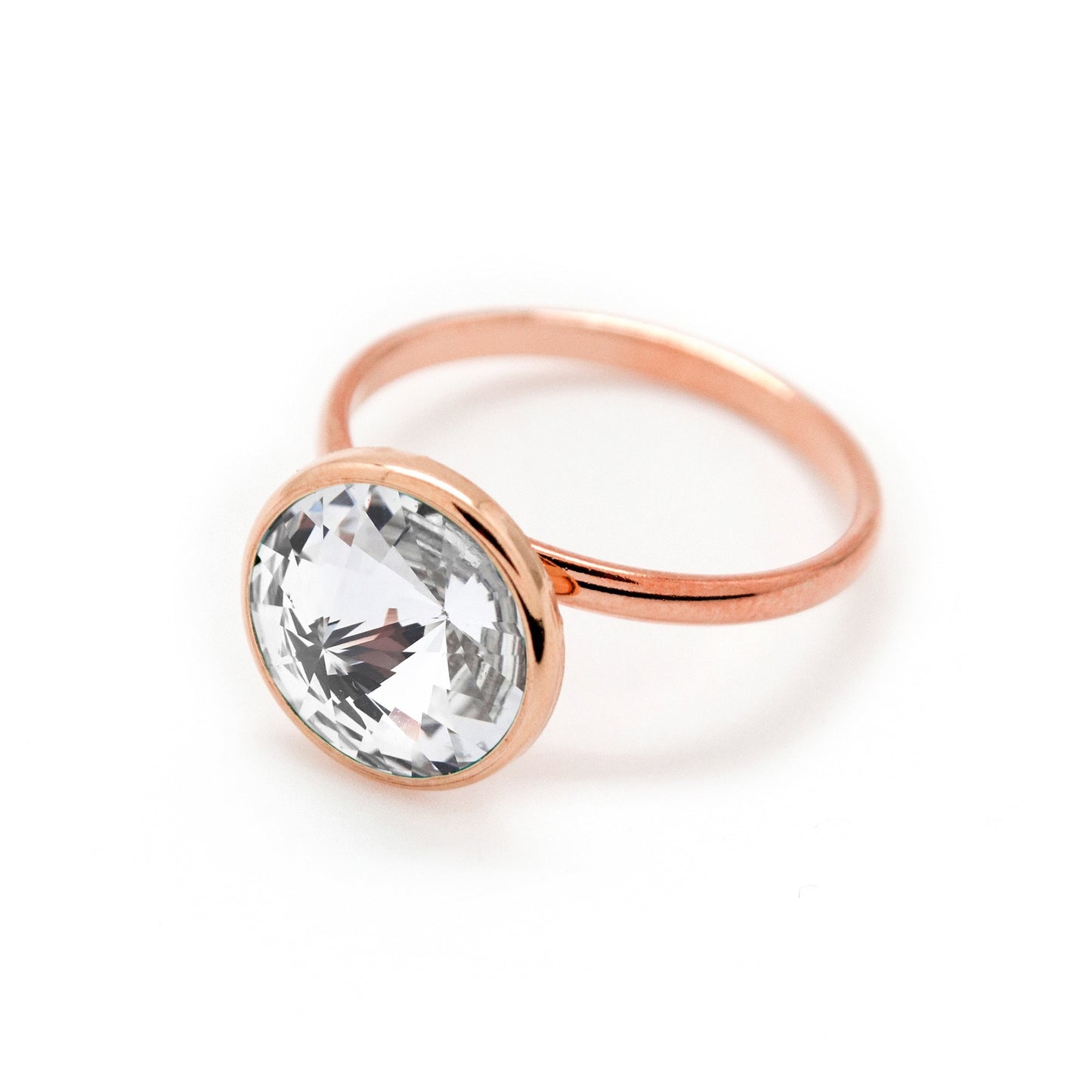 Rose Gold plated Sterling Silver Ring 11,5mm circle crystal from Basic