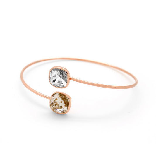 Rose Gold plated Sterling Silver Bracelet square crystal from Basic