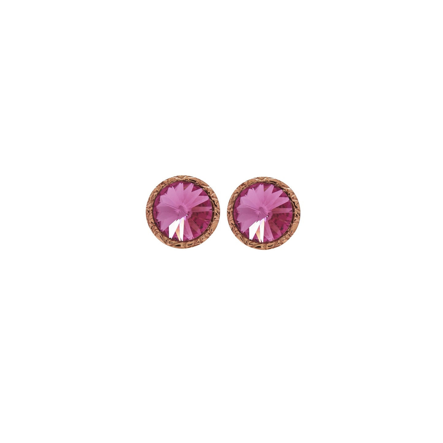 Rose Gold plated Sterling Silver Stud earrings circle crystal from Basic