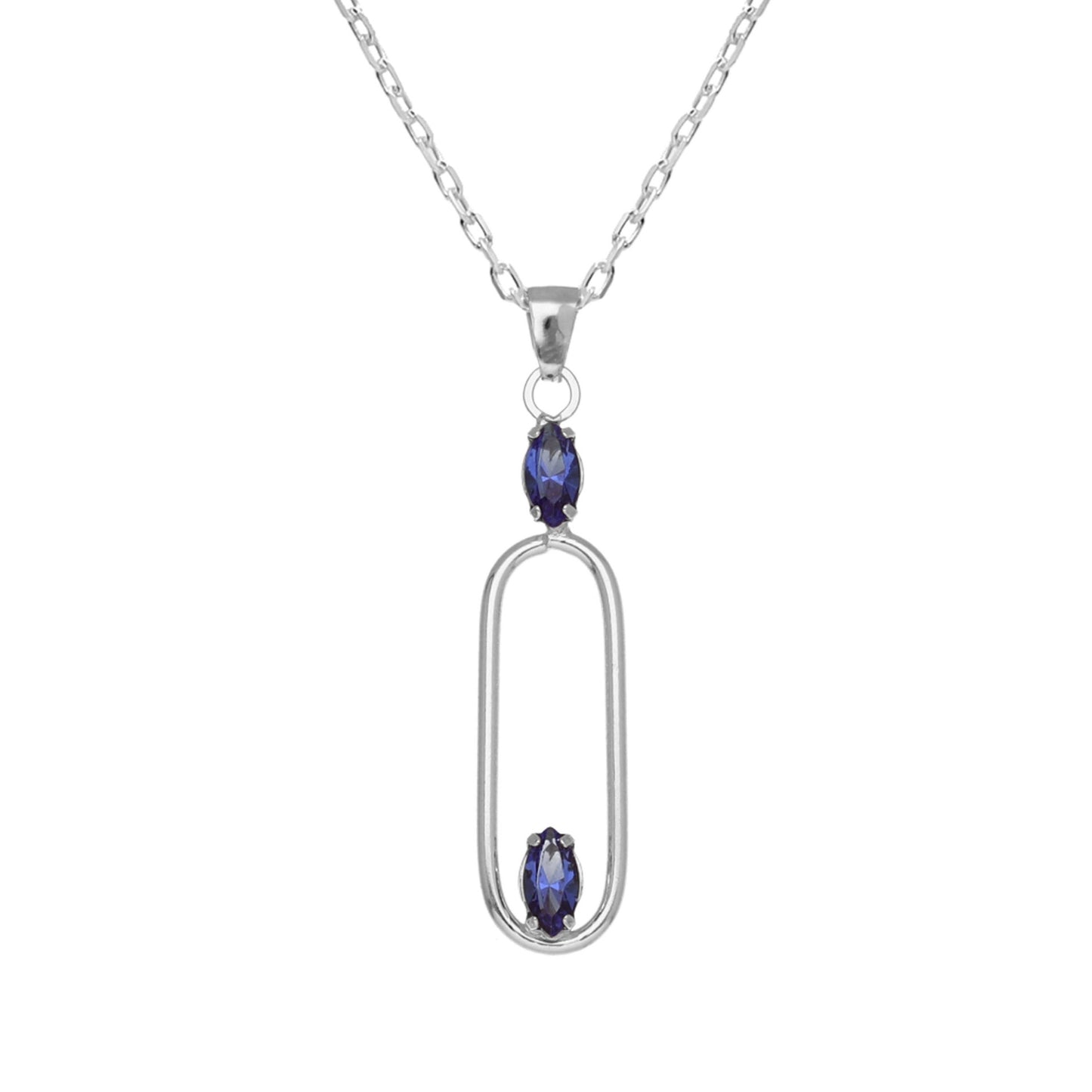 Sterling Silver Short necklace oval blue crystal from Etnia