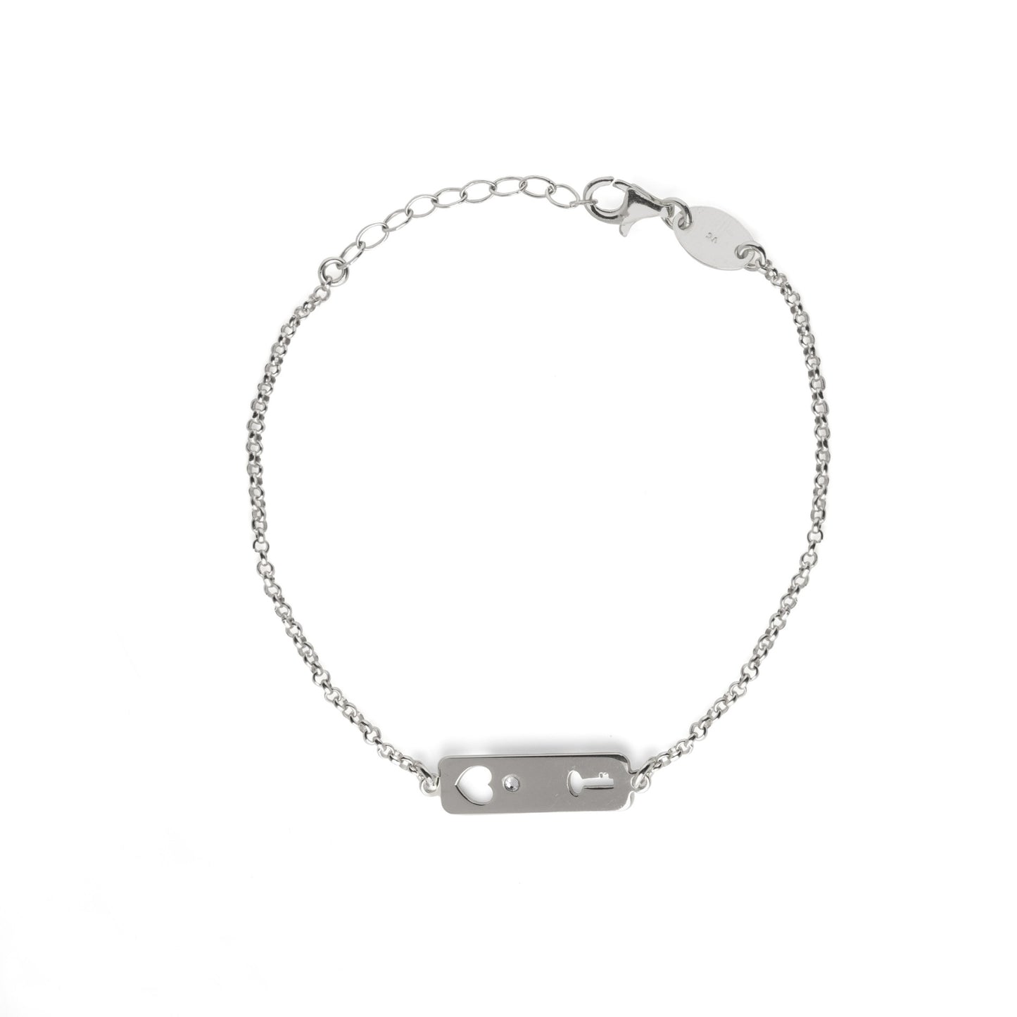 Pulsera candado cristal blanco en Plata de Pure Love