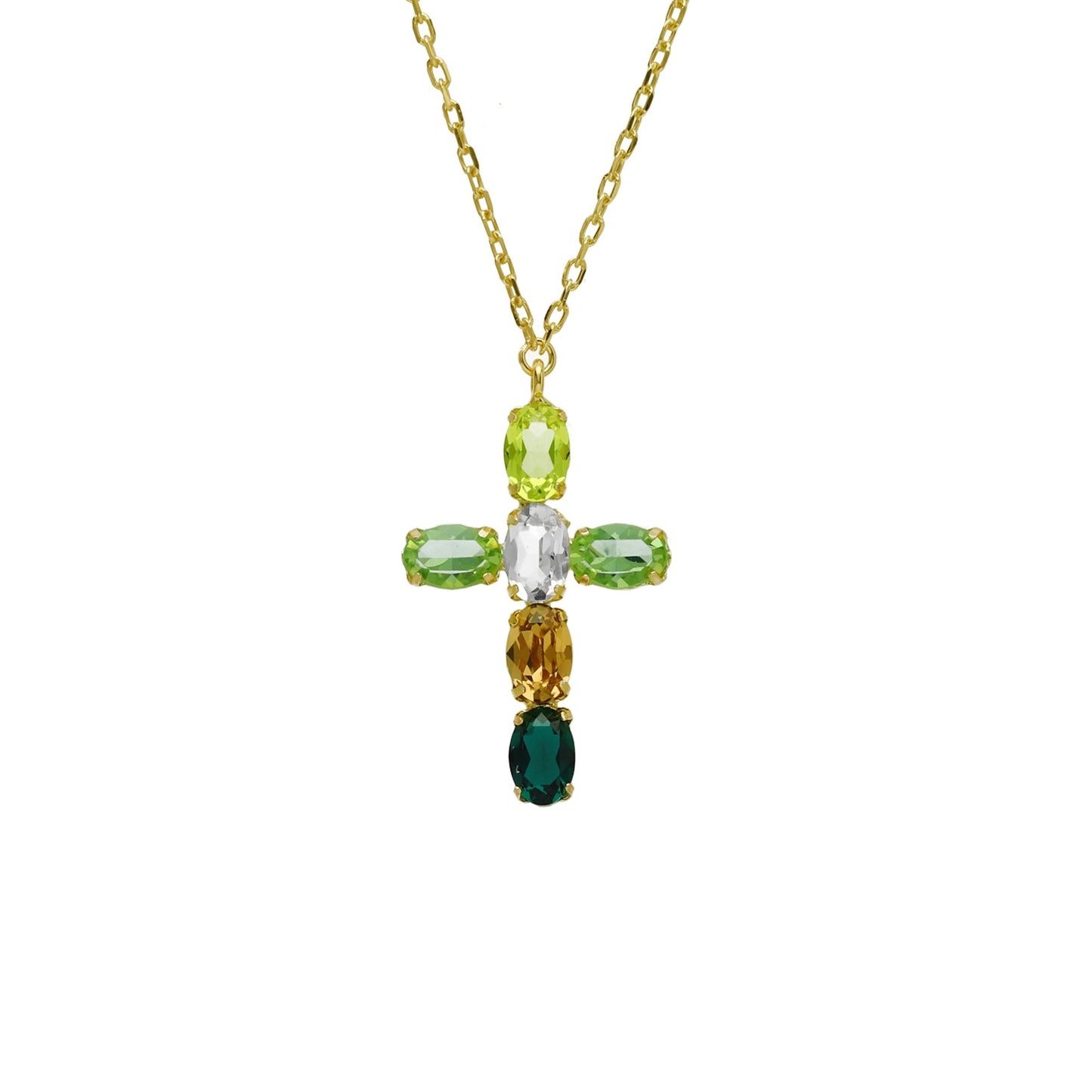 Gold plated Sterling Silver Short necklace cross crystal from Harmony