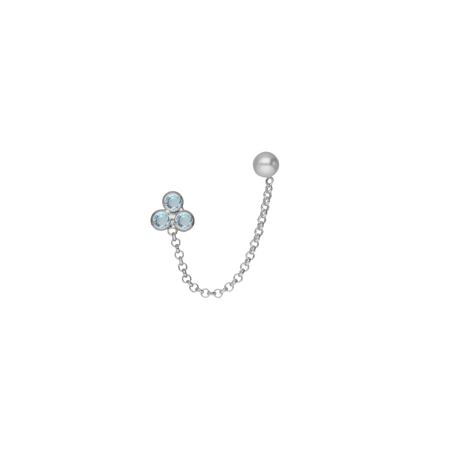 Rhodium Plated Sterling Silver Short earrings blue crystal from Dahlia