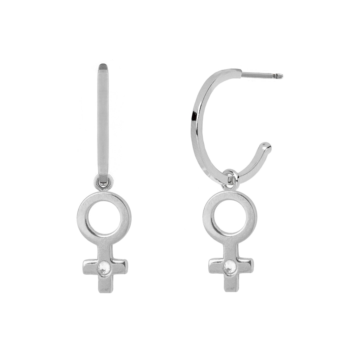 Pendientes aro venus cristal blanco en Plata de Areca