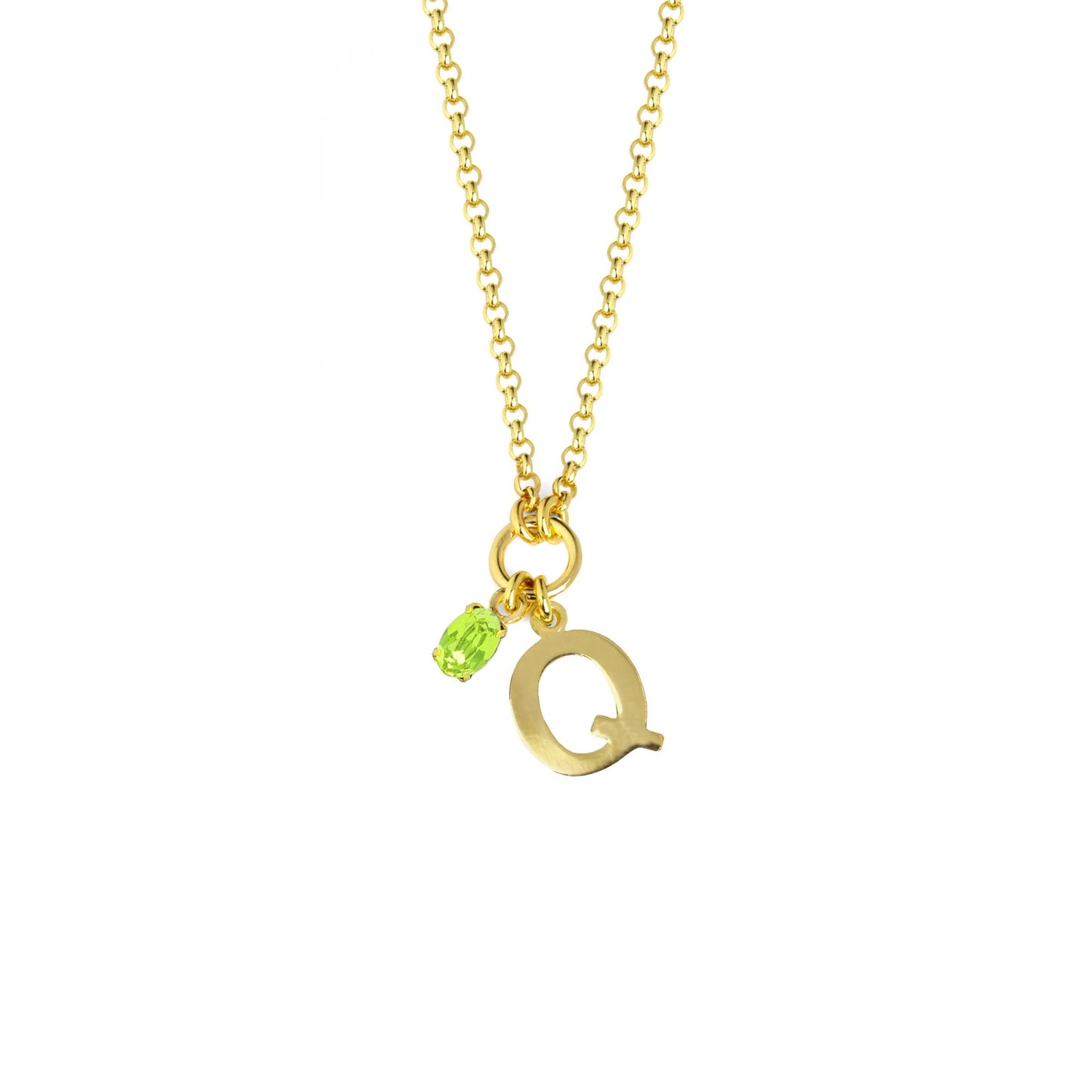 Gold plated Sterling Silver Short necklace letter green crystal from Initiale