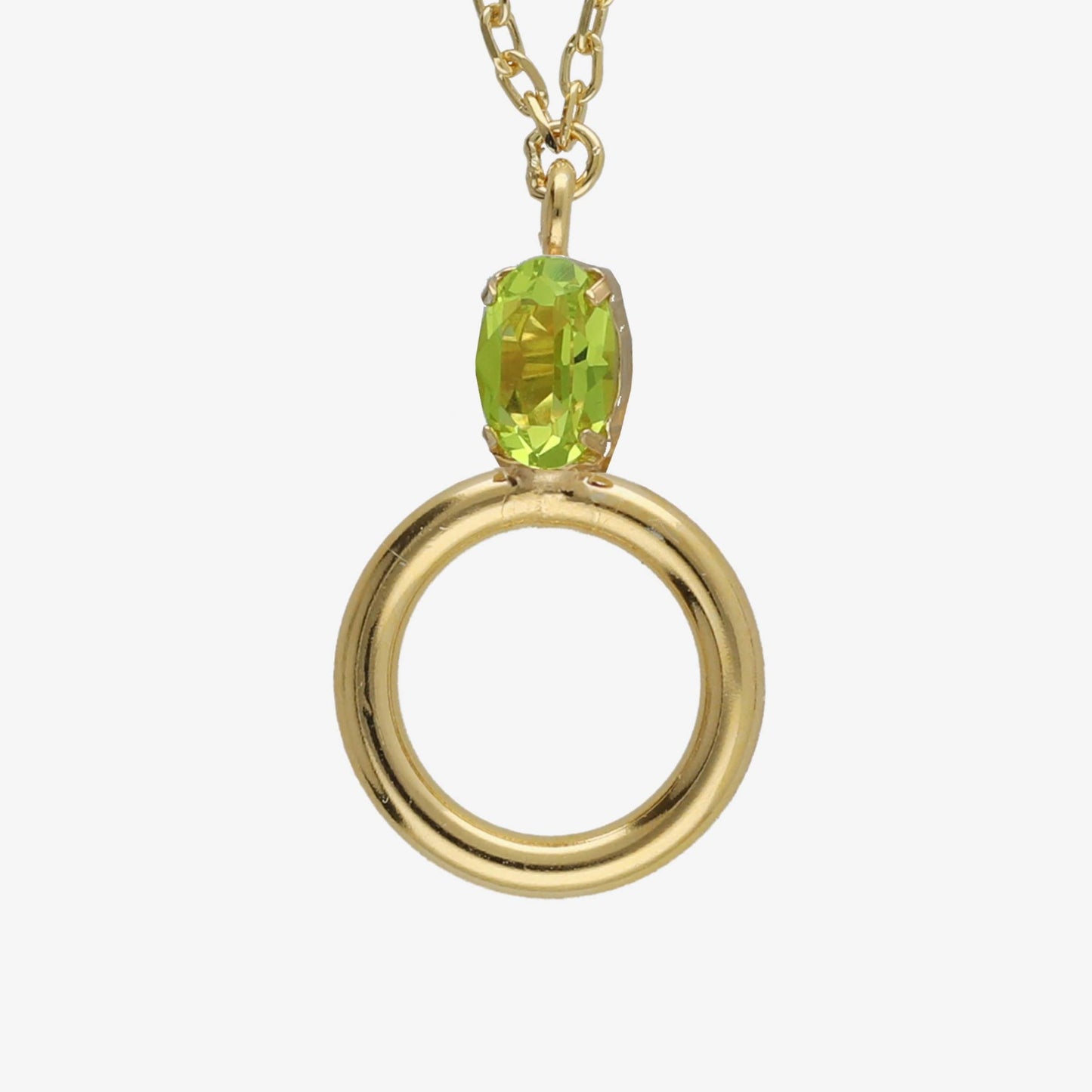 Gold plated Sterling Silver Short necklace oval green crystal from Odele