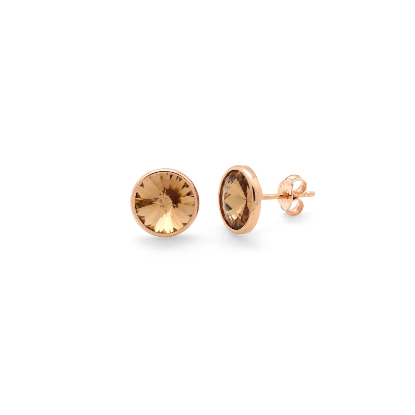 Rose Gold plated Sterling Silver Stud earrings 11,5mm circle crystal from Basic