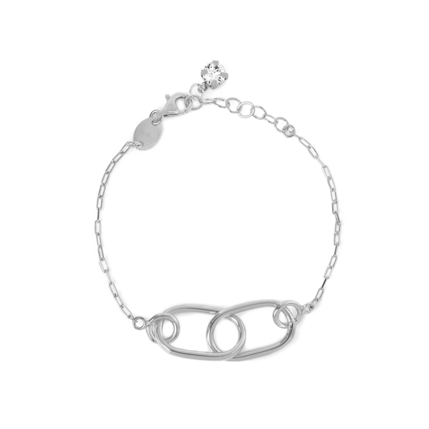 Pulsera eslabón cristal blanco en Plata de Danaec