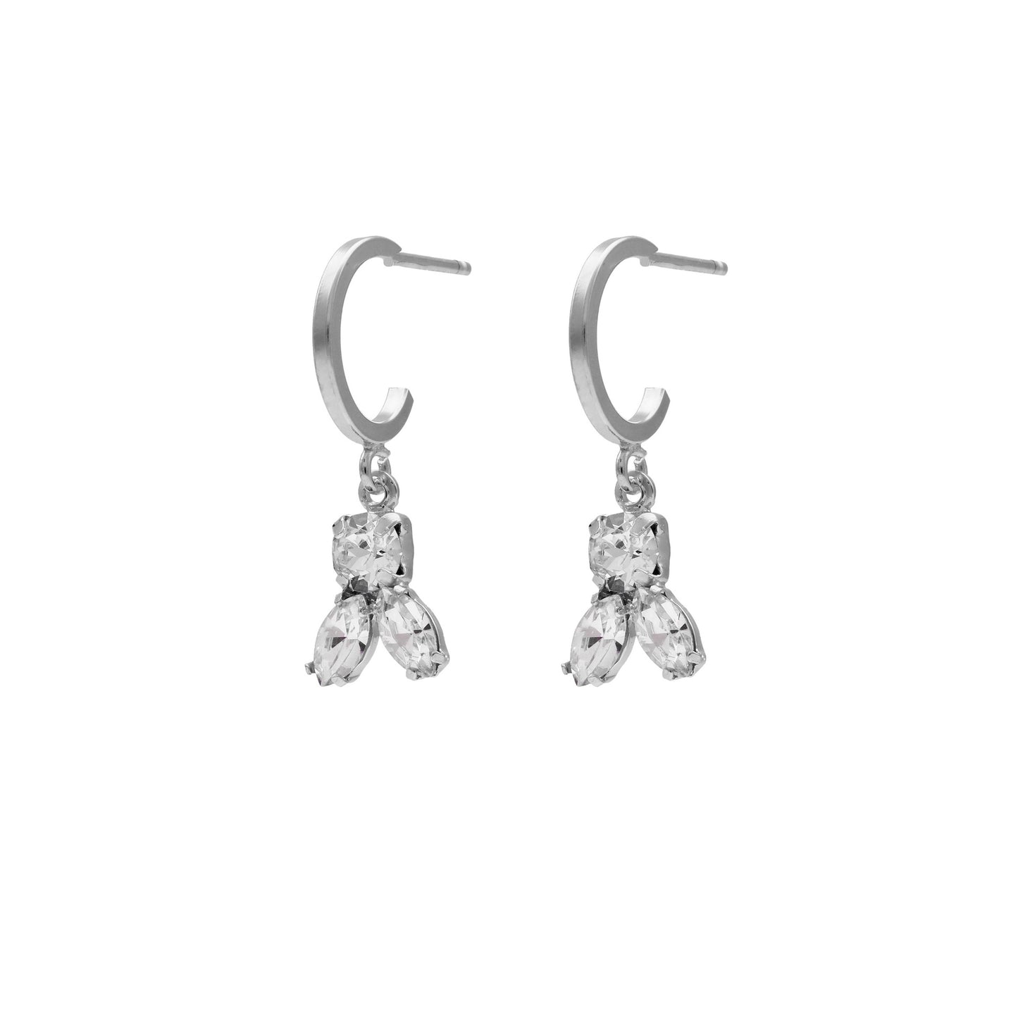 Rhodium Plated Sterling Silver Hoop earrings white crystal from Melissa