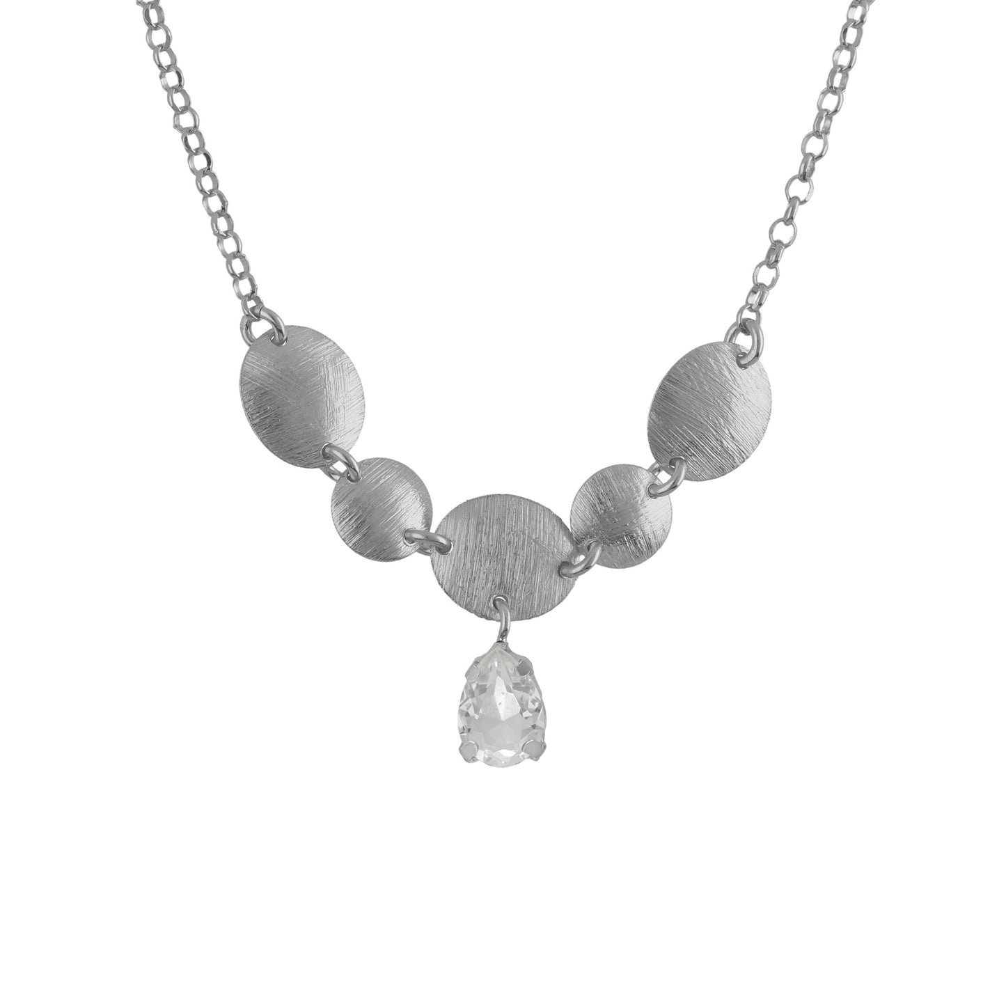 Rhodium plated Sterling Silver Short necklace drop white crystal from Noise