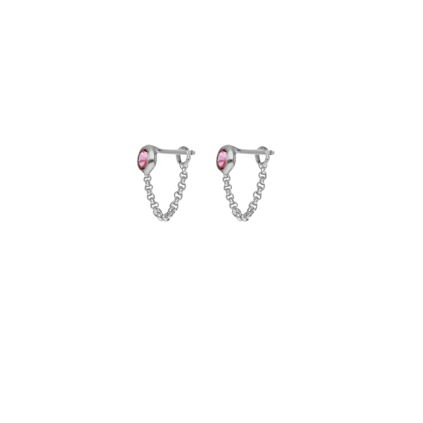 Rhodium Plated Sterling Silver Short earrings circle crystal from Lis