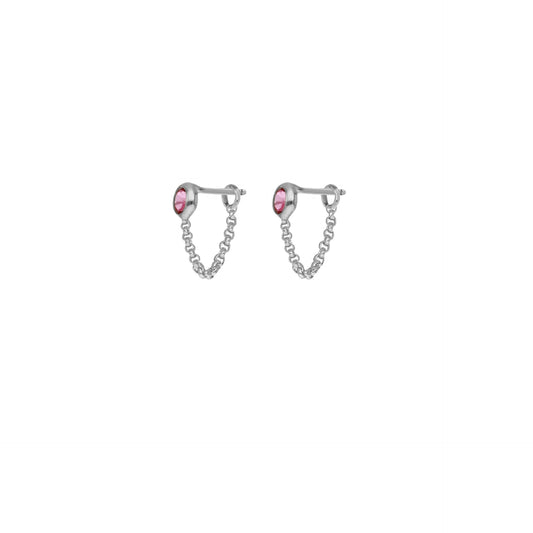 Rhodium Plated Sterling Silver Short earrings circle crystal from Lis