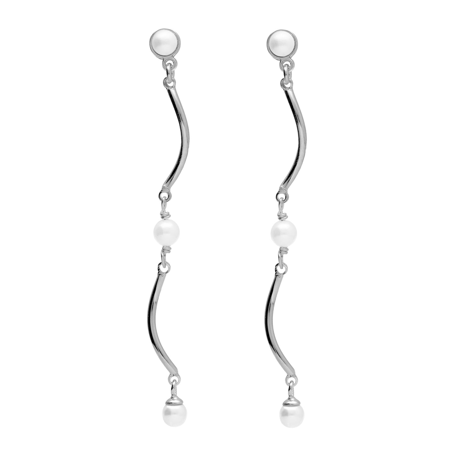 Sterling Silver Long earrings pearl from Milan