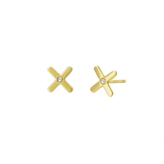 Sterling Silver Stud earrings cross white crystal from Areca