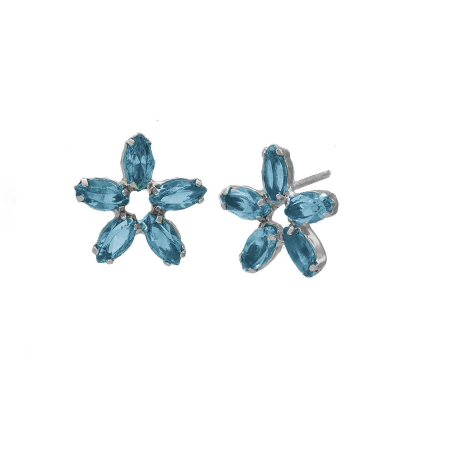 Rhodium Plated Sterling Silver Short earrings flower crystal from Las Estaciones