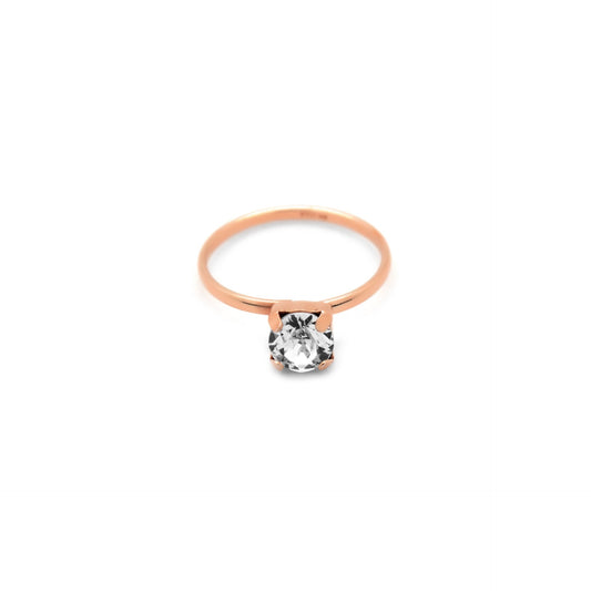 Anillo círculo cristal blanco en Plata baño Oro Rosa de Celine