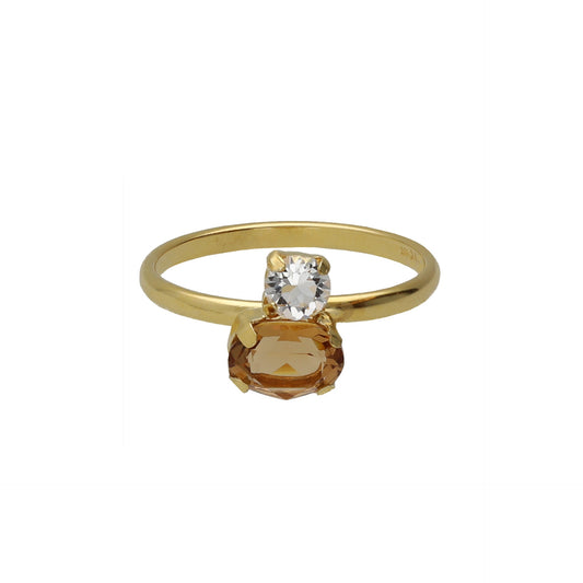 Gold plated Sterling Silver Fixed ring champagne crystal from Clarity