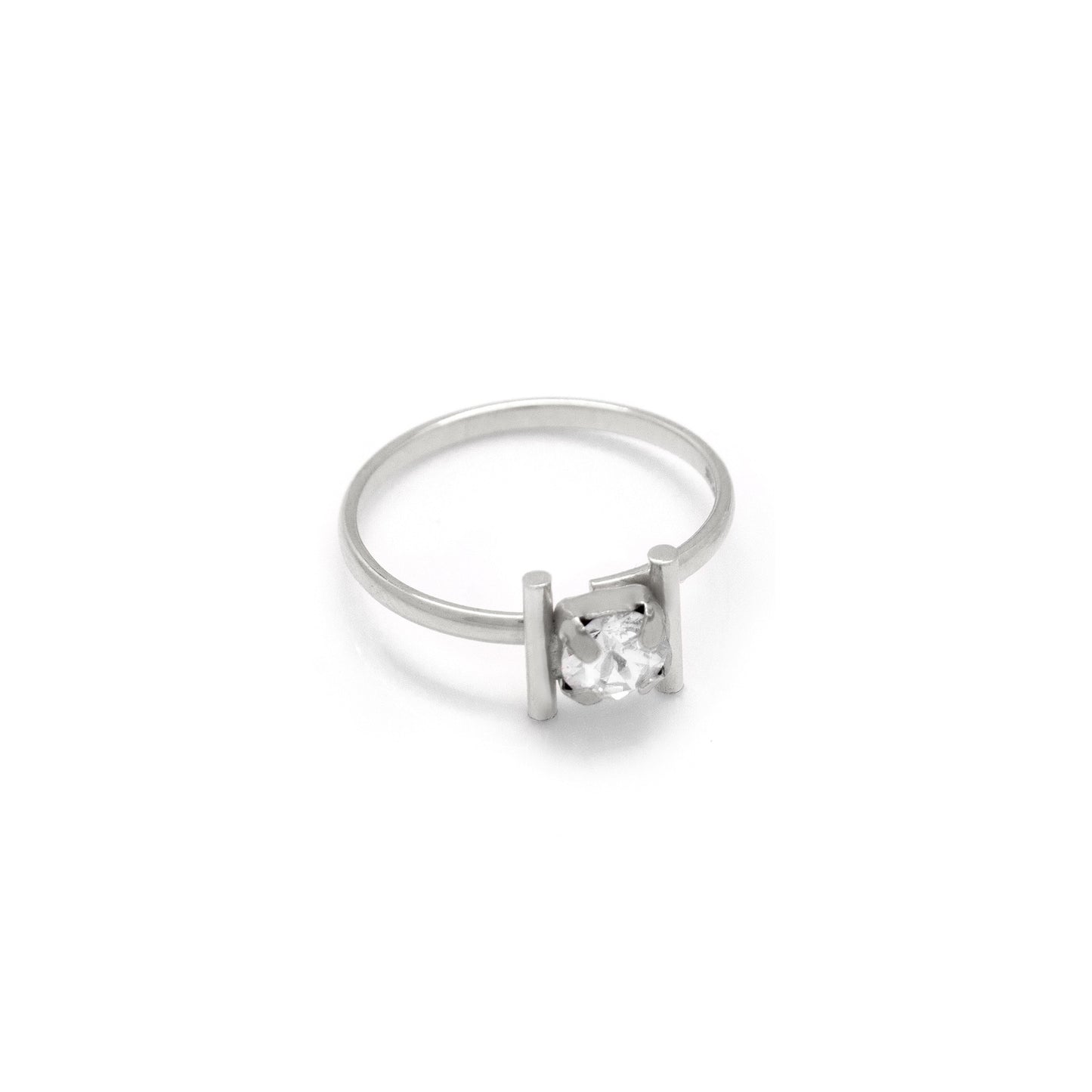 Anillo cristal blanco en Plata de Celine