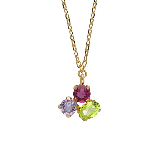 Gold plated Sterling Silver Short necklace multicolor crystal from Odele