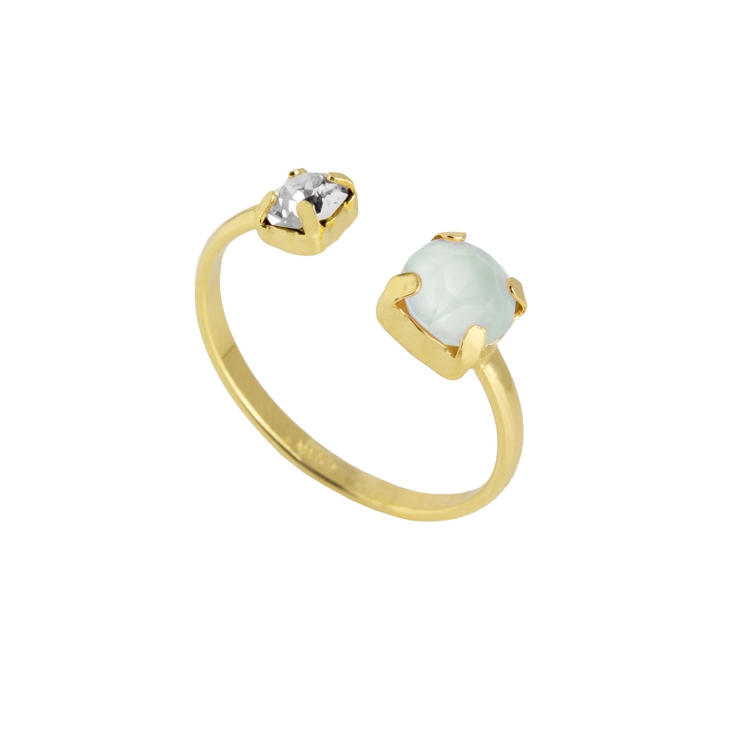 Gold plated Sterling Silver Adjustable ring crystal from Jasmine