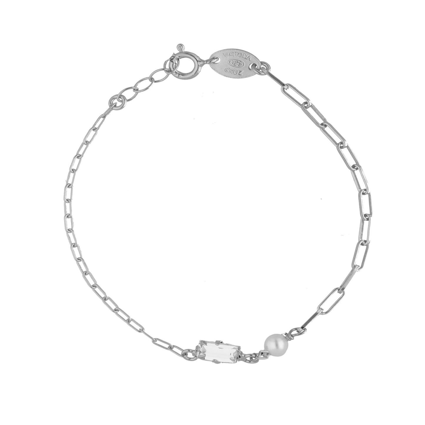 Sterling Silver Bracelet white crystals and pearls from Charlotte