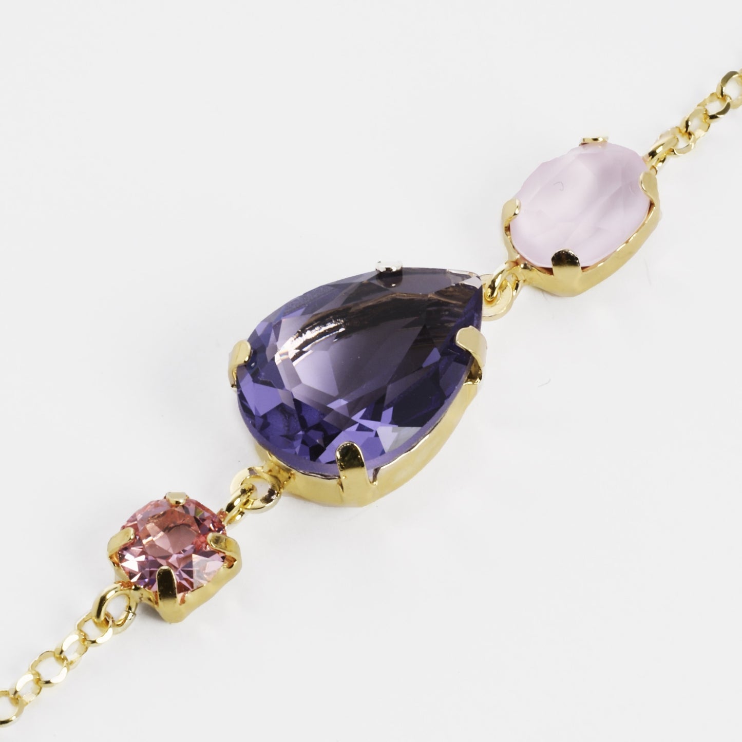 Pulsera lágrima cristal morado en Plata de Blooming