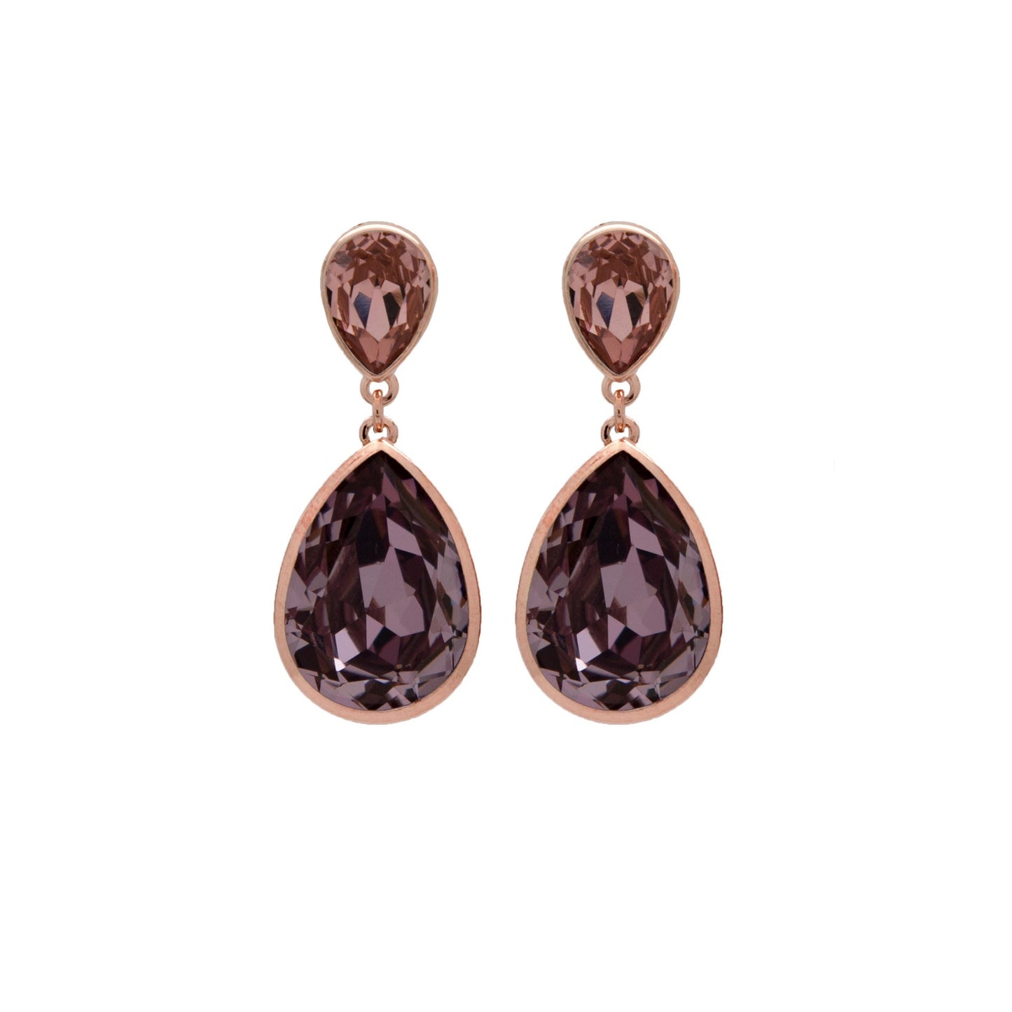 Rose Gold plated Sterling Silver Long earrings drop crystal from Essential