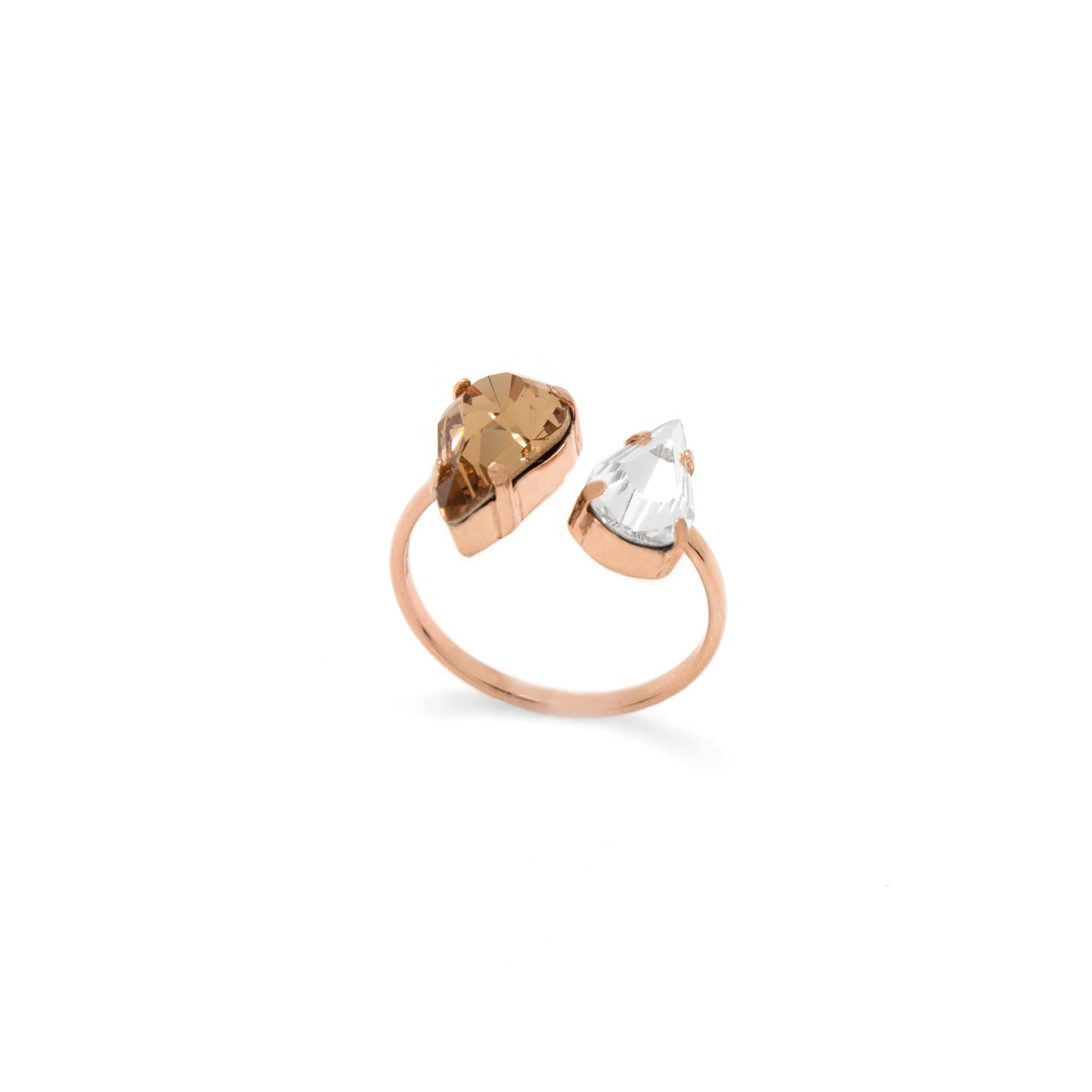 Rose Gold plated Sterling Silver Adjustable ring crystal from Drop