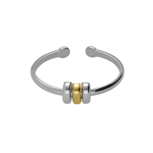 Rhodium and Gold plated Sterling Silver Adjustable ring from Frame