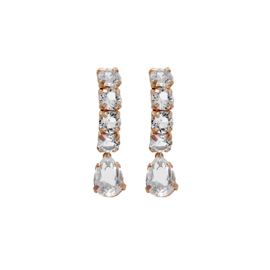 Rose Gold plated Sterling Silver Long earrings drop white crystal from Transparent